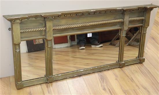 A Regency giltwood triple plate overmantel mirror W.144cm